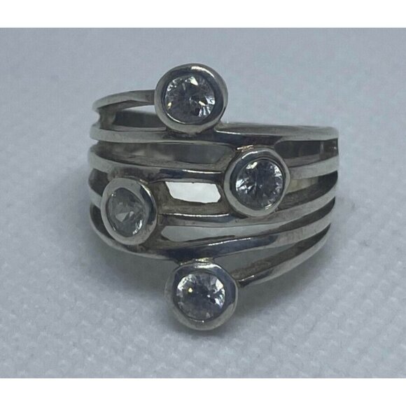 Premier Designs Inc. Cubic Zirconia Ridgeway Ring Silver Tone Size 6.5 - Picture 2 of 5